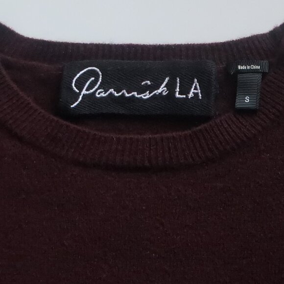 Parrish LA Burgundy Wool Cashmere Crewneck Sweater Women’s Small - Picture 6 of 8